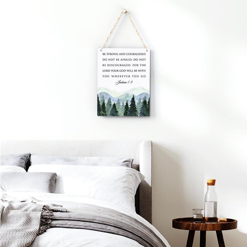 BELLOWDEER Inspirational Decor Be Strong and Courageous Joshua 1:9 Scripture Wooden Hanging Sign Christian Gift for Baby Kids Girl Boy Nursery Teen Room Bible Verse Wall Art 8 x 10 Inches - Image 3